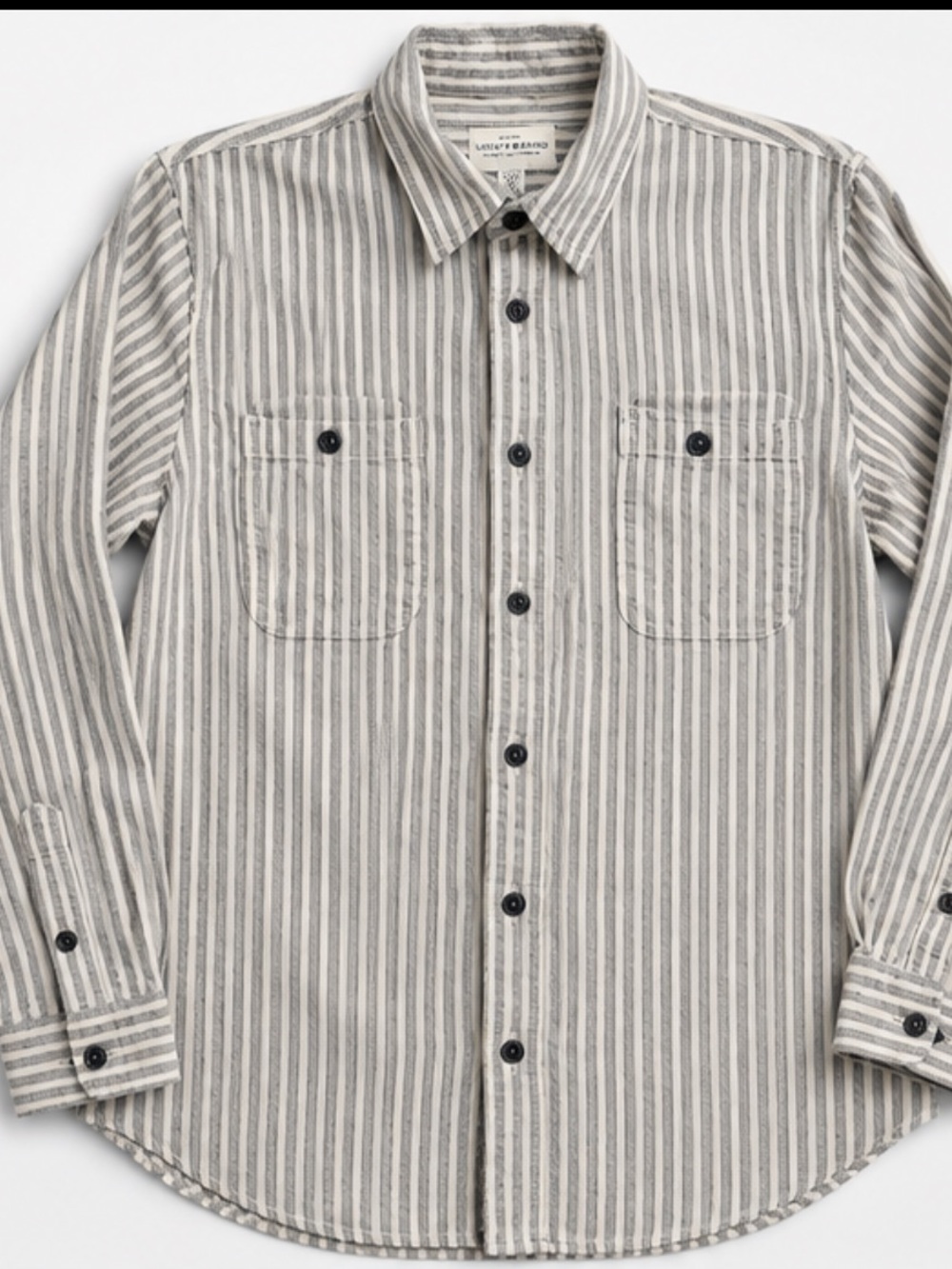 Lucky Brand Men's Gray & White Striped Button-Down Shirt